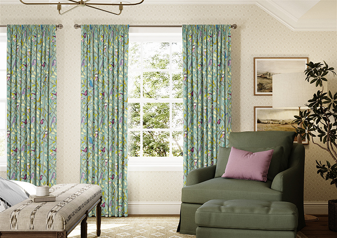Tweety, Duckegg - Made to Measure Curtains - Image 3